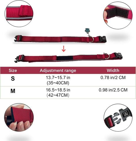 Dog Collar 360° Padded Reflective Collar,Secure Dog Girl with Safety Locking Buckle,Soft Breathable Nylon,Ideal for Small Dog Collar Girl Dog Collars for Medium Dogs Girl (Coral Red, Medium) in Saudi Arabia