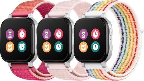 3 Pack Kids Nylon Bands Compatible with Gizmo Watch 3 2 1/Gabb Watch 3e 3 2 1/Sync UP Watch/Cosmo Jr Track Watch, 20mm Hook & Loop Soft Breathable Velcro Watch Band for Boys & Girls in Kuwait