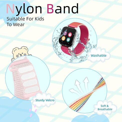 3 Pack Kids Nylon Bands Compatible with Gizmo Watch 3 2 1/Gabb Watch 3e 3 2 1/Sync UP Watch/Cosmo Jr Track Watch, 20mm Hook & Loop Soft Breathable Velcro Watch Band for Boys & Girls in Kuwait