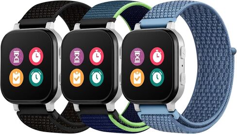 3 Pack Kids Nylon Bands Compatible with Gizmo Watch 3 2 1/Gabb Watch 3e 3 2 1/Sync UP Watch/Cosmo Jr Track Watch, 20mm Hook & Loop Soft Breathable Velcro Watch Band for Boys & Girls in Kuwait