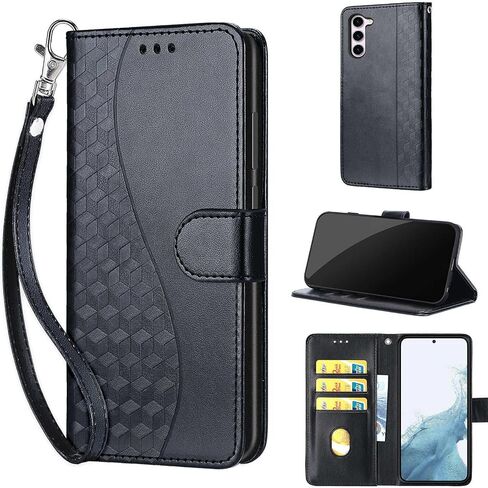 Designed for Samsung Galaxy S23 5G Case Wallet,Women Flip Folio Cover with Embossed PU Leather Stand Credit Card Holders Slots Wrist Strap Phone Case for Samsung S23 5G 6.1 Inch (Blue Butterfly) in Kuwait