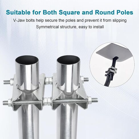 4 Pack Antenna Mast Clamp 2 inch Pole to Pole Mounting Kits Heavy Duty Mast to Mast Bracket with V Jaw Block for TV CB Ham Antenna, Weather Station, Pipes in Saudi Arabia