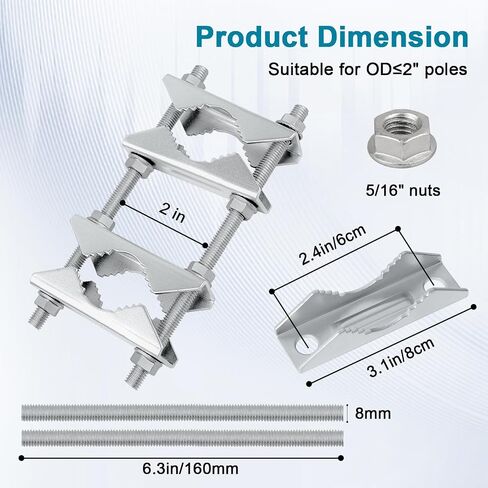 4 Pack Antenna Mast Clamp 2 inch Pole to Pole Mounting Kits Heavy Duty Mast to Mast Bracket with V Jaw Block for TV CB Ham Antenna, Weather Station, Pipes in Saudi Arabia