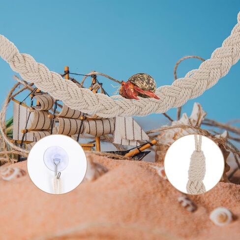 2pcs Hermit Crab Climbing Toys, Hanging Hermit Crab Rope Reptile Climbing Ladder Reptile Vines Toys Habitat Decor with 4 Hook Suction Cup for Lizards Geckos Snakes Tree Frog in Saudi Arabia