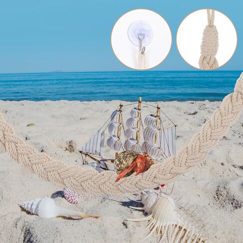 2pcs Hermit Crab Climbing Toys, Hanging Hermit Crab Rope Reptile Climbing Ladder Reptile Vines Toys Habitat Decor with 4 Hook Suction Cup for Lizards Geckos Snakes Tree Frog in Saudi Arabia