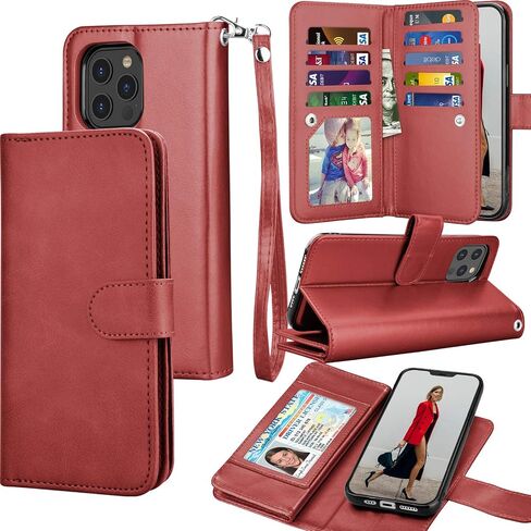 حافظة محفظة Tekcoo لهاتف iPhone 12 Mini / iPhone12 Mini (5.4 بوصة) 2020 فاخرة مع فتحات لبطاقات الائتمان وبطاقة الهوية النقدية وحقيبة حمل وغطاء من جلد البولي يوريثان [حافظة صلبة مغناطيسية قابلة للفصل] حبل - أسود in Saudi Arabia