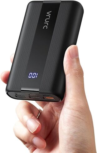 VRURC Portable Charger, 20000mAh Small Power Bank Fast Charging, PD & QC 3.0 Mini Travel Essentials Battery Pack,4 Outputs 3 Inputs Phone Charger for iPhone 16 15 14 13, Samsung, Android-Pure Black in Saudi Arabia