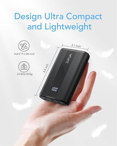 VRURC Portable Charger, 20000mAh Small Power Bank Fast Charging, PD & QC 3.0 Mini Travel Essentials Battery Pack,4 Outputs 3 Inputs Phone Charger for iPhone 16 15 14 13, Samsung, Android-Pure Black in Saudi Arabia