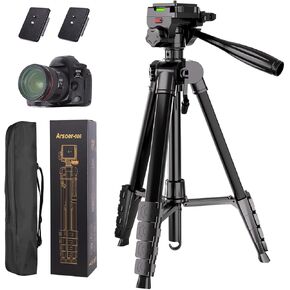 Camera Tripod, 74" DSLR Camera Tripod with 2 QR Plates for Sony/Nikon/Canon, Lightweight Video Tripod Stand for Travelling, Phone Tripod with Fluid Head/Phone Holder/Wireless Remote Max.Load 6kg