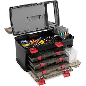 Goplus Large Tackle Box, Portable Fishing Storage w/ 3 Customizable Boxes & Side Storage Box, Double-layer Top Storage Compartment, Premium Box for Tackle Storage & Tool Organization
