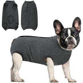 AURUZA Recovery Suits for Dogs Cats, Dog Surgery Suits Female and Male Spay, Breathbale Dog After Surgery Suits, Dog Onesie for Surgery Female Male, Anti Licking Dog Surgical Suits (Dark Gray, L)