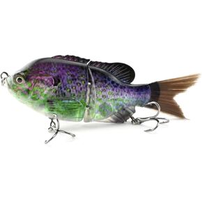 Sinking Blugill Glide Bait with Fiber Tail 2 Segment for Freshwater Saltwater Bass Lifelike Fishing Tackle