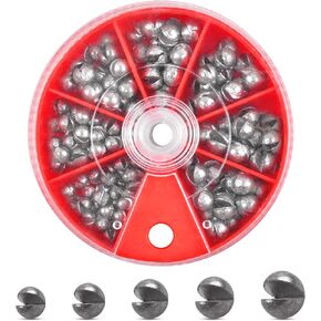 Split Shot Weights Kit,4.23OZ Fishing Sinker Tackle Box 7 Sizes Removable Fishing Split Shot Sinker Assortment for Saltwater Freshwater