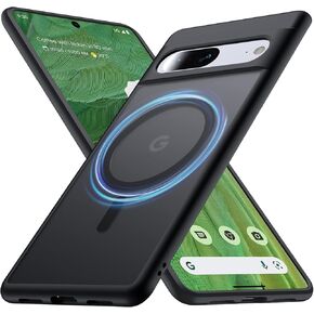 Magnetic for Google Pixel 7 Case [Compatible with MagSafe][Anti-Fingerprint][Slim Fit][Military Shockproof] Translucent Matte Hard Back Pixel 7 5G Phone Cover 6.3", Black