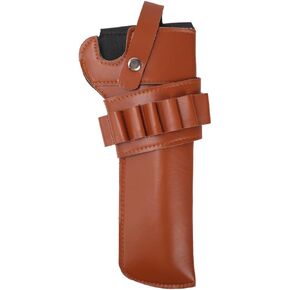 MiOYOOW Revolver Holster with Bullet Loop Holders, Leather Gun Holster Quick Access Handgun Holster for Revolver Pistol Gun Halloween Party Hunting