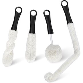 Masthome Glassware Cleaning Brush Kit, 4 Pcs Decanter Cleaner Set,Bendable Long Foam Brush Cleaning Tools, Non-Scratch Cleaning Brush for Wineglass, Bottle, Wine Decanter, Dish, Glass Cleaner Brush