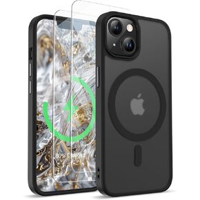 ORETECH Magnetic for iPhone 15 Case, [Compatible with MagSafe][2 Pcs Screen Protectors][15 FT Drop Protection] Frosted Translucent Back, Shockproof, Anti-Scratch Phone Case for iPhone 15, Light Pink