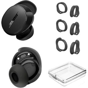 [3 Pairs] Ear Tips Covers for Bose New QuietComfort Earbuds (2024), Silicone Sport Ear Hook Cover Accessories for Bose New QC Earbuds, Anti-Slip Replacement Eartip Fit Kit (S,M,L) (Black)