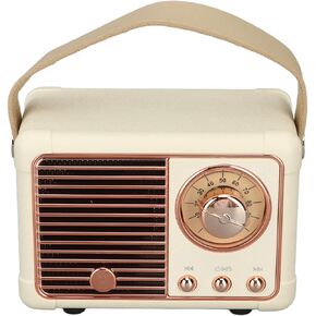 Tbest Vintage Bluetooth Speaker,Retro Bluetooth Speaker Vintage Decor Old Fashion Mini Portable Speaker for Kitchen Desk Bedroom Office Outdoor (White)
