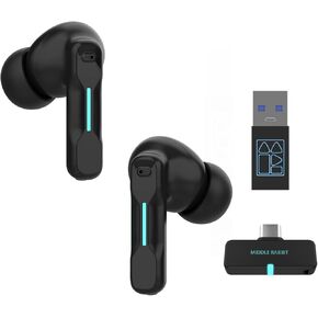 SW4 Wireless Earbuds for PC/Computer/Laptop/Mobile - Dongle & Bluetooth - 30ms Low Latency - 4 Mics PC Earbuds – Gaming - Work Headset - Work Headphones – Hidden Earbuds for Work Office