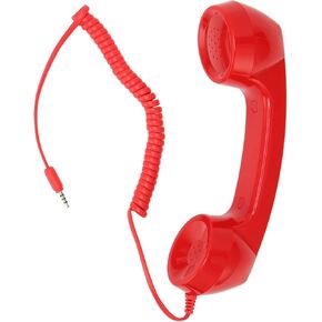 Retro Phone Handset, Retro Vintage Telephone Handset Cell Phone Receiver Mic Microphone Speaker for Mobile Phones, Computers (Black with Adjustable Strap)