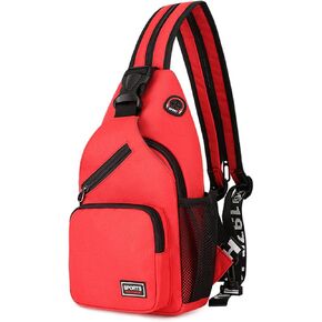 Women Sling Bag Small Backpack with Earphone Hole Shoulder Crossbody Backpack Chest Bag Lady Multi-Function Shoulder Bag Sport Gym Outdoor Daypacks Durable Polyester in Saudi Arabia