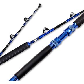 Fiblink 2-Piece Saltwater Offshore Heavy Bent/Straight Butt Trolling Rod Fishing Roller Rod Conventional Boat Deep Sea Fishing Pole (5'1"/5'6"/6'/6'6",30-50lb/50-80lb/80-120lb)