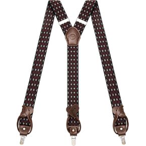 Suspenders for Men with Clip & 6 Buttons 1.4in Y-Shape Stainless Steel