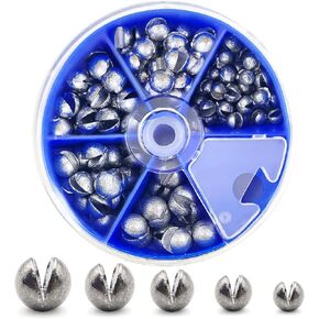 230pcs/120pcs/107pcs Fishing Weights Sinkers - Split Shot Fishing Weights Kit, 5 Size Round Removable Fishing Weights, 1 Round Box Set Fishing Sinkers for Freshwater Saltwater