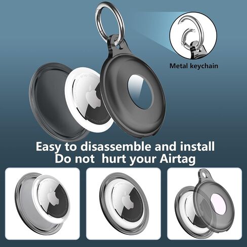 2 Pack IPX8 Waterproof AirTag Keychain Holder Case, Lightweight, Anti-Scratch, Easy Installation,Soft Full-Body Shockproof Air Tag Holder for Luggage,Keys, Dog Collar (Clear) in Saudi Arabia