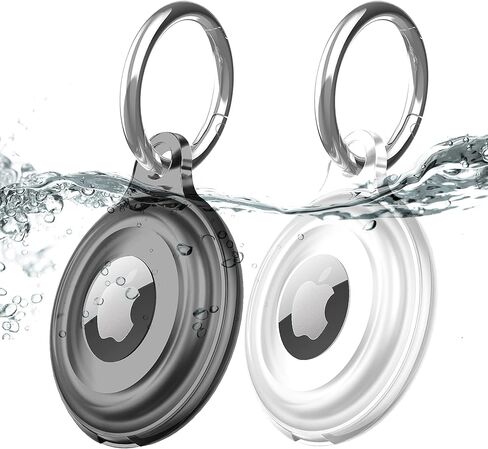 2 Pack IPX8 Waterproof AirTag Keychain Holder Case, Lightweight, Anti-Scratch, Easy Installation,Soft Full-Body Shockproof Air Tag Holder for Luggage,Keys, Dog Collar (Clear) in Saudi Arabia