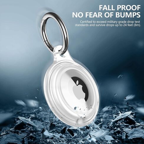 2 Pack IPX8 Waterproof AirTag Keychain Holder Case, Lightweight, Anti-Scratch, Easy Installation,Soft Full-Body Shockproof Air Tag Holder for Luggage,Keys, Dog Collar (Clear) in Saudi Arabia