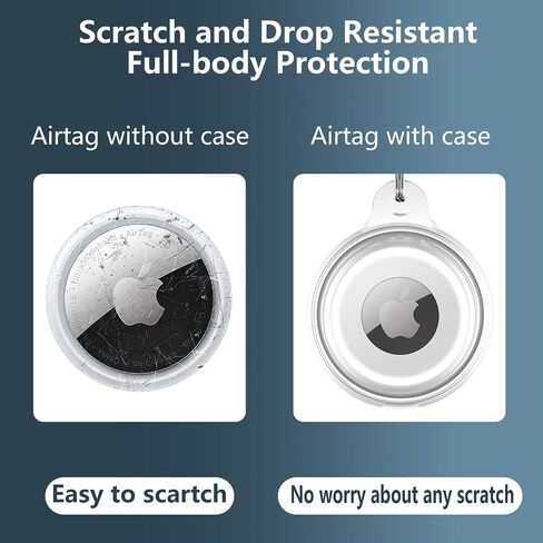 2 Pack IPX8 Waterproof AirTag Keychain Holder Case, Lightweight, Anti-Scratch, Easy Installation,Soft Full-Body Shockproof Air Tag Holder for Luggage,Keys, Dog Collar (Clear) in Saudi Arabia