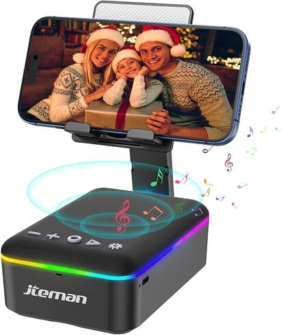 هدايا JTEMAN للرجال والنساء، حامل الهاتف الخلوي مع مكبر صوت بلوتوث، إضاءة LED، أدوات تقنية رائعة، هدايا عيد ميلاد فريدة له الزوج والأم والأب in Kuwait