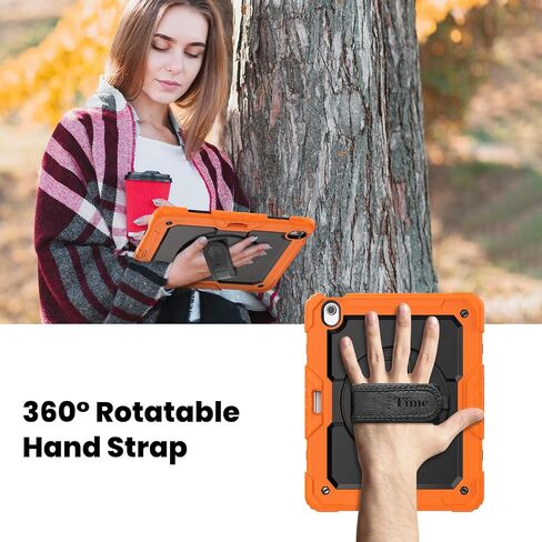 timecity for iPad Air 13 Inch Case M2 2024: with Strong Protection, Screen Protector, 360° Rotating Stand, Hand Strap, Shoulder Strap, Pencil Holder - Orange in Saudi Arabia