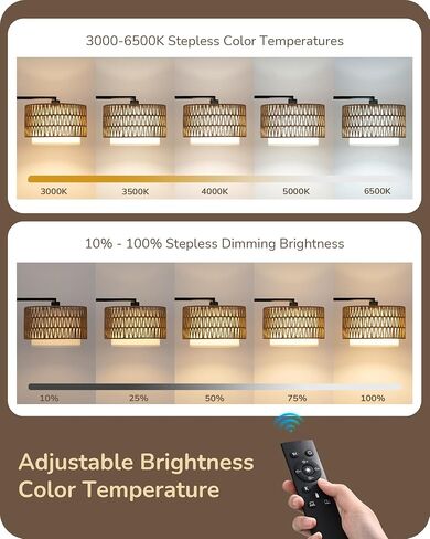 EDISHINE Modern Arc Floor Lamp with Beige Linen Drum Shade & Heavy Base, Dimmable Black Reading Light, Remote Control Bulb Included, Tall Standing Lamp for Reading, Office, Lighting in Saudi Arabia
