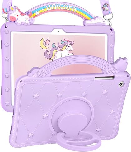 حافظة لهاتف سامسونج جالاكسي تاب A9 بلس مقاس 11 بوصة - كارتون بناتي لطيف كاواي جميل بنفسجي بتصميم فريد من نوعه غطاء سيليكون مع حامل دوار وحزام نسائي فوندا لهاتف سامسونج A9 بلس اللوحي in Kuwait