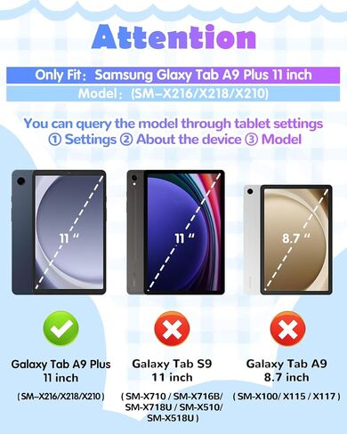 حافظة لهاتف سامسونج جالاكسي تاب A9 بلس مقاس 11 بوصة - كارتون بناتي لطيف كاواي جميل بنفسجي بتصميم فريد من نوعه غطاء سيليكون مع حامل دوار وحزام نسائي فوندا لهاتف سامسونج A9 بلس اللوحي in Kuwait