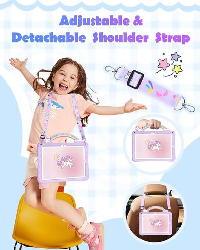 حافظة لهاتف سامسونج جالاكسي تاب A9 بلس مقاس 11 بوصة - كارتون بناتي لطيف كاواي جميل بنفسجي بتصميم فريد من نوعه غطاء سيليكون مع حامل دوار وحزام نسائي فوندا لهاتف سامسونج A9 بلس اللوحي in Kuwait