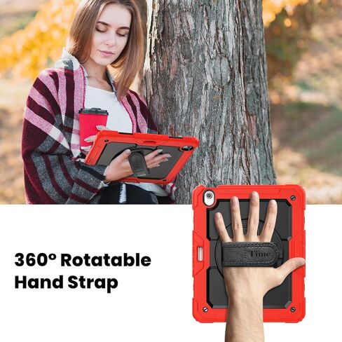 timecity for iPad Air 13 Inch Case M2 2024: with Strong Protection, Screen Protector, 360° Rotating Stand, Hand Strap, Shoulder Strap, Pencil Holder - Orange in Saudi Arabia
