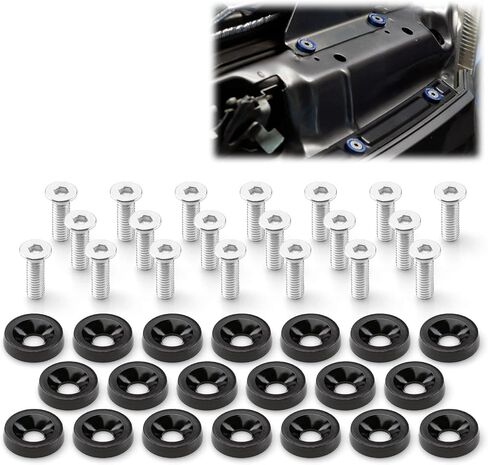20pcs Gunmetal Gray Billet Aluminum Fender Bumper Washer Bolt Engine Bay Screw Dress Up Kit JDM M6x15mm 6061 T6-Grade in Kuwait