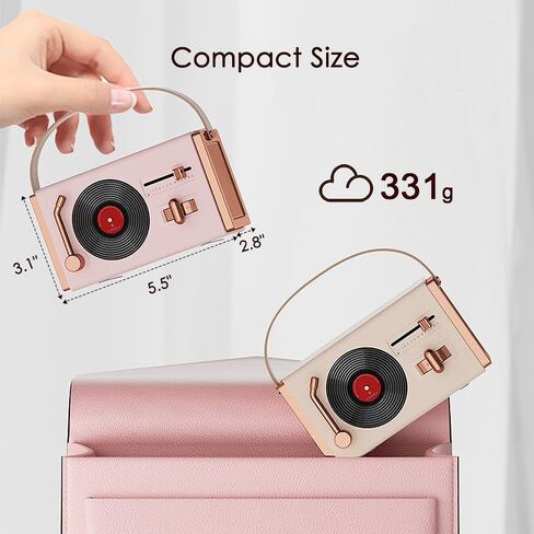 [جديد 2023] مكبر صوت بلوتوث صغير محمول ريترو، مكبر صوت لاسلكي عتيق لطيف للمنزل/الخارج، 8-10 ساعات، نمط مشغل تسجيل الفينيل للمكتب وغرفة النوم والمكتب وفكرة هدية للحفلات باللون الأرجواني in Kuwait