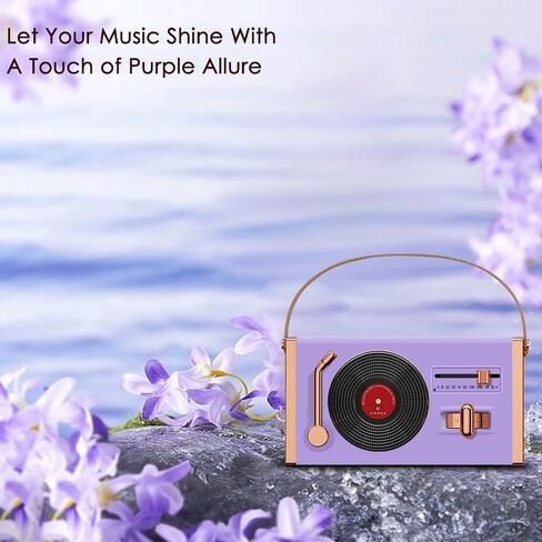 [2023 New] Small Portable Retro Bluetooth Speaker, Cute Vintage Wireless Speaker for Home/Outdoor, 8-10hrs,Vinyl Record Player Style for Desk Bedroom Office Decor Party Gift Idea Purple in Saudi Arabia
