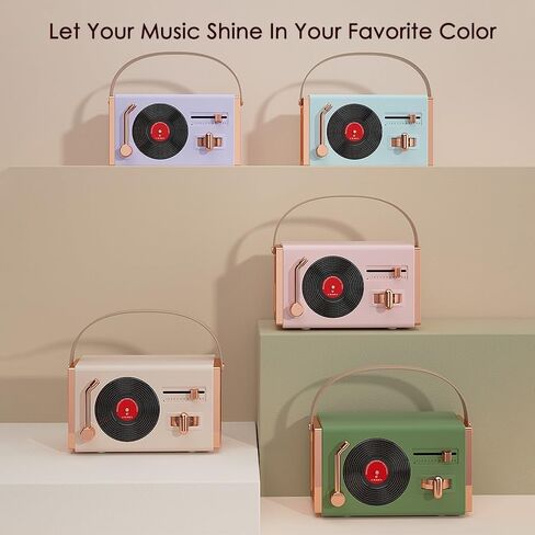 [جديد 2023] مكبر صوت بلوتوث صغير محمول ريترو، مكبر صوت لاسلكي عتيق لطيف للمنزل/الخارج، 8-10 ساعات، نمط مشغل تسجيل الفينيل للمكتب وغرفة النوم والمكتب وفكرة هدية للحفلات باللون الأرجواني in Kuwait