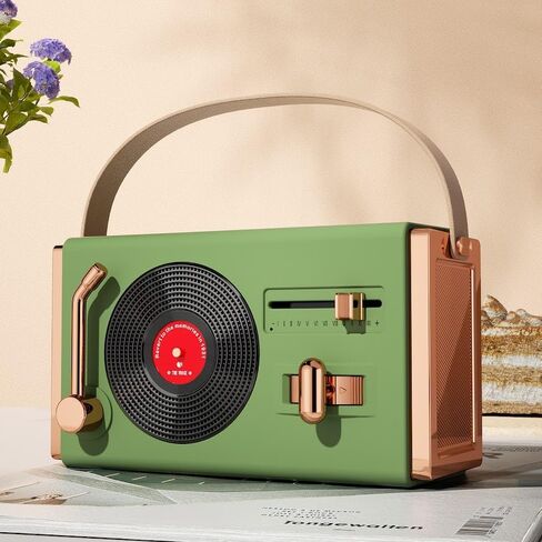 [جديد 2023] مكبر صوت بلوتوث صغير محمول ريترو، مكبر صوت لاسلكي عتيق لطيف للمنزل/الخارج، 8-10 ساعات، نمط مشغل تسجيل الفينيل للمكتب وغرفة النوم والمكتب وفكرة هدية للحفلات باللون الأرجواني in Kuwait
