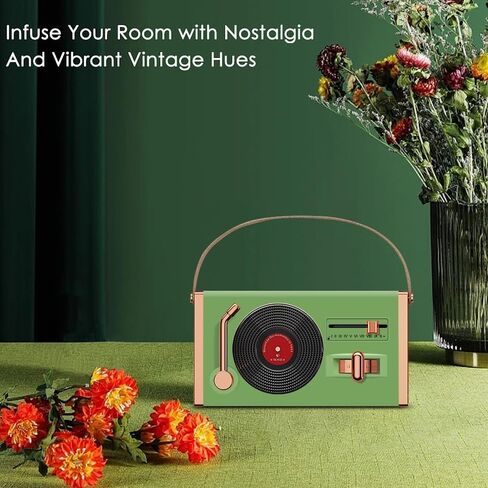 [جديد 2023] مكبر صوت بلوتوث صغير محمول ريترو، مكبر صوت لاسلكي عتيق لطيف للمنزل/الخارج، 8-10 ساعات، نمط مشغل تسجيل الفينيل للمكتب وغرفة النوم والمكتب وفكرة هدية للحفلات باللون الأرجواني in Kuwait