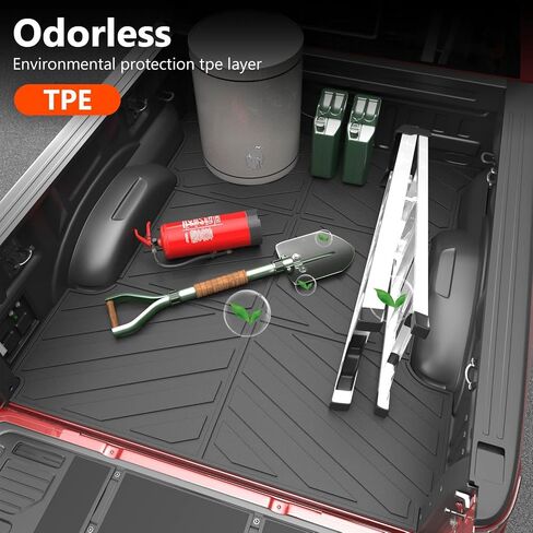 powoq 6.5FT شاحنة سرير حصيرة الكلمة حصيرة متوافقة مع 2015-2024 فورد F150 شاحنة السرير بطانة البضائع بطانة TPE استبدال بطانة الكلمة ل2015-2024 فورد F150 الملحقات (3 أضعاف 6.5FT السرير حصيرة + الكلمة حصيرة) in Kuwait