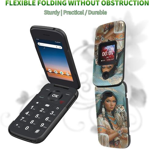 for Alcatel Go Flip 4 / TCL Flip Pro Phone Case with Tempered Glass Screen Protector, Dual Layer Anti-Scratch Shockproof Protective Slim Grid Texture Case for Women Man, Glitter Cow Print in Saudi Arabia