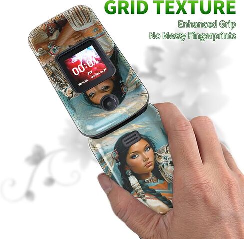 for Alcatel Go Flip 4 / TCL Flip Pro Phone Case with Tempered Glass Screen Protector, Dual Layer Anti-Scratch Shockproof Protective Slim Grid Texture Case for Women Man, Glitter Cow Print in Saudi Arabia