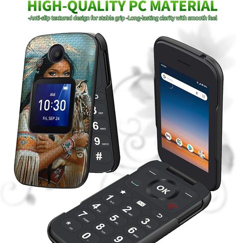 for Alcatel Go Flip 4 / TCL Flip Pro Phone Case with Tempered Glass Screen Protector, Dual Layer Anti-Scratch Shockproof Protective Slim Grid Texture Case for Women Man, Glitter Cow Print in Saudi Arabia